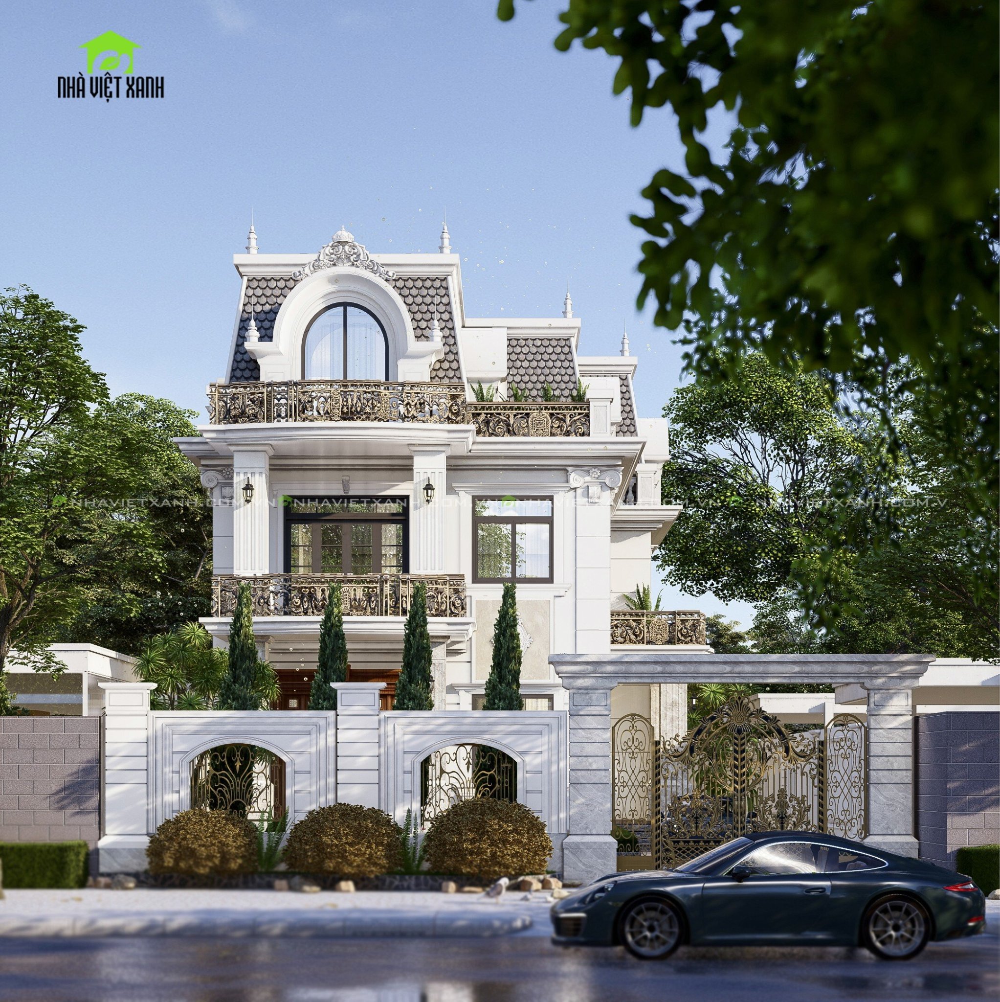 Thiết kế biệt thự tân cổ điển 12m