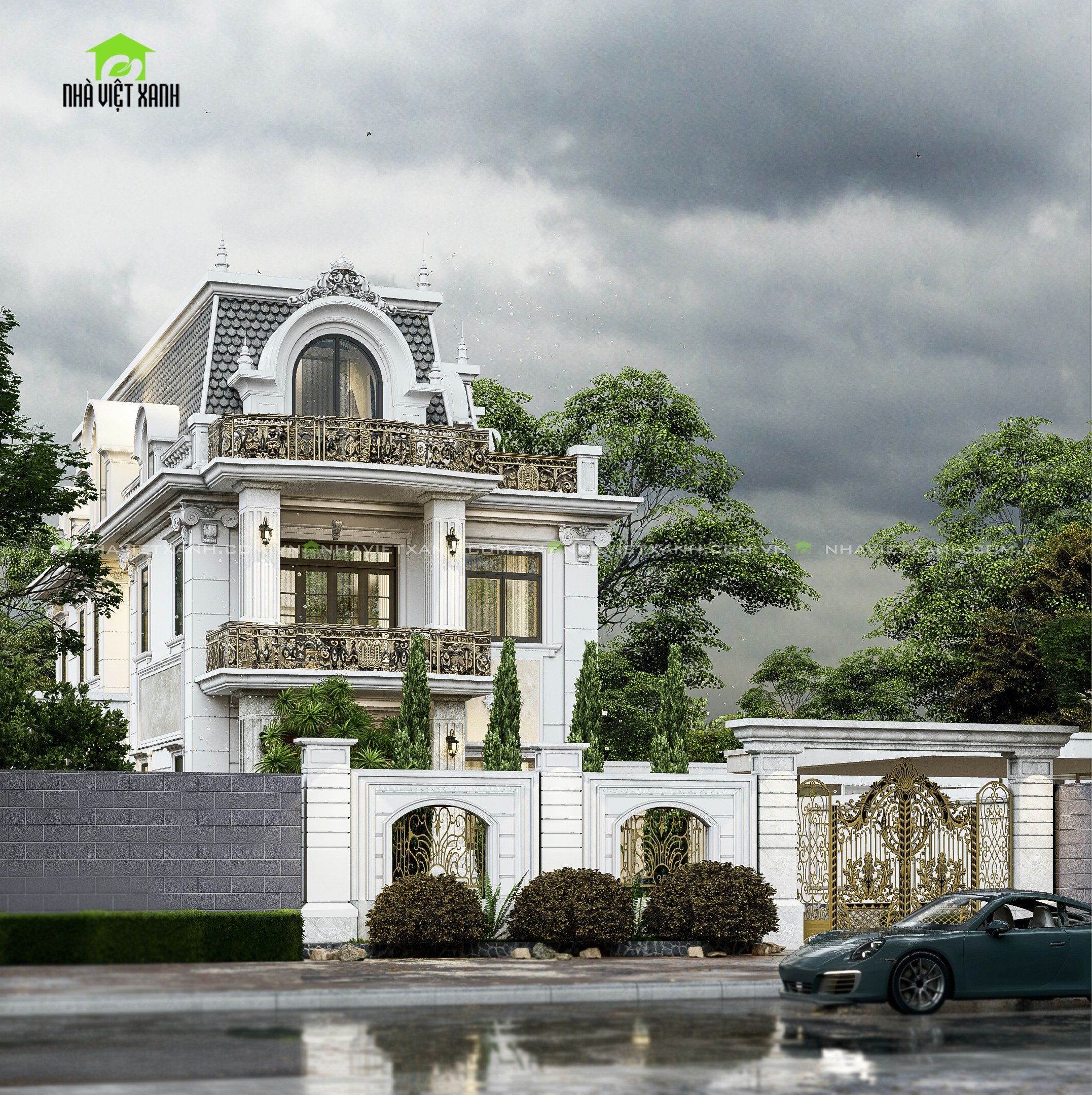 Thiết kế biệt thự tân cổ điển 12m