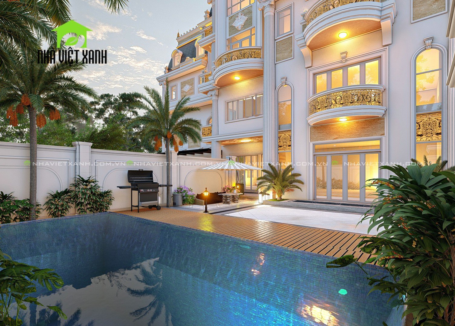 Thiết kế biệt thự tân cổ điển 10m