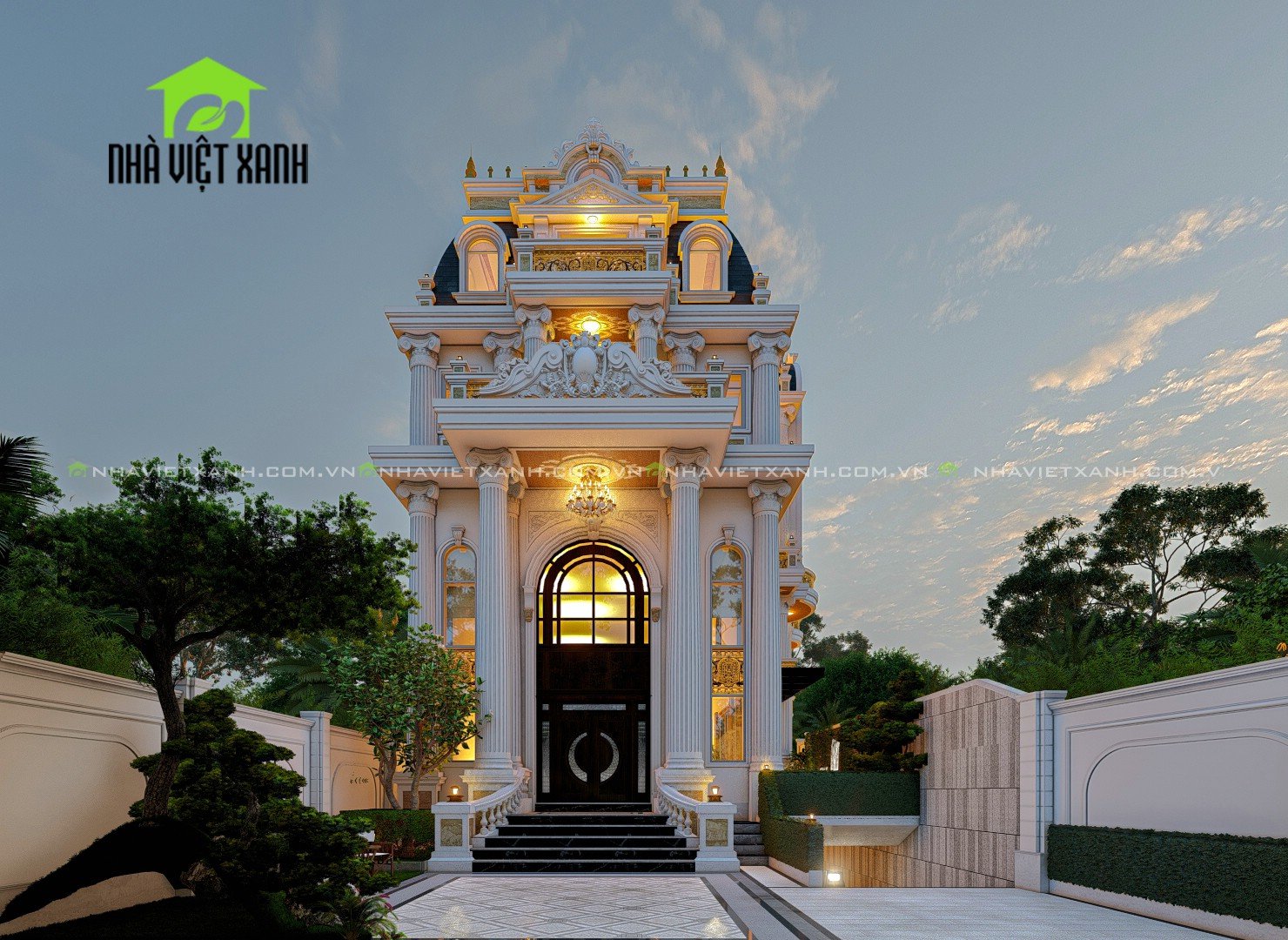 Thiết kế biệt thự tân cổ điển 10m