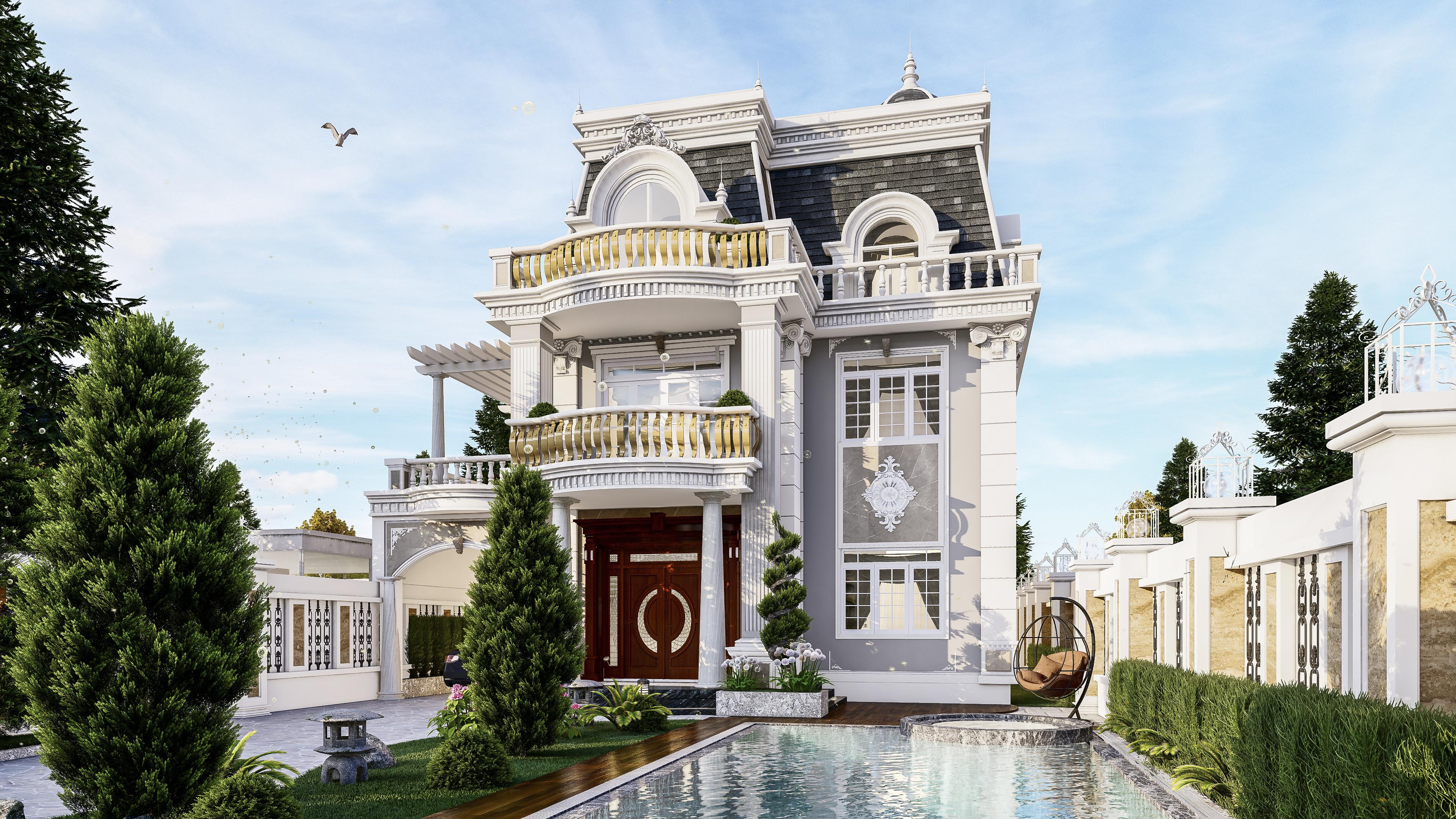  Thiết kế biệt thự tân cổ điển 13m 