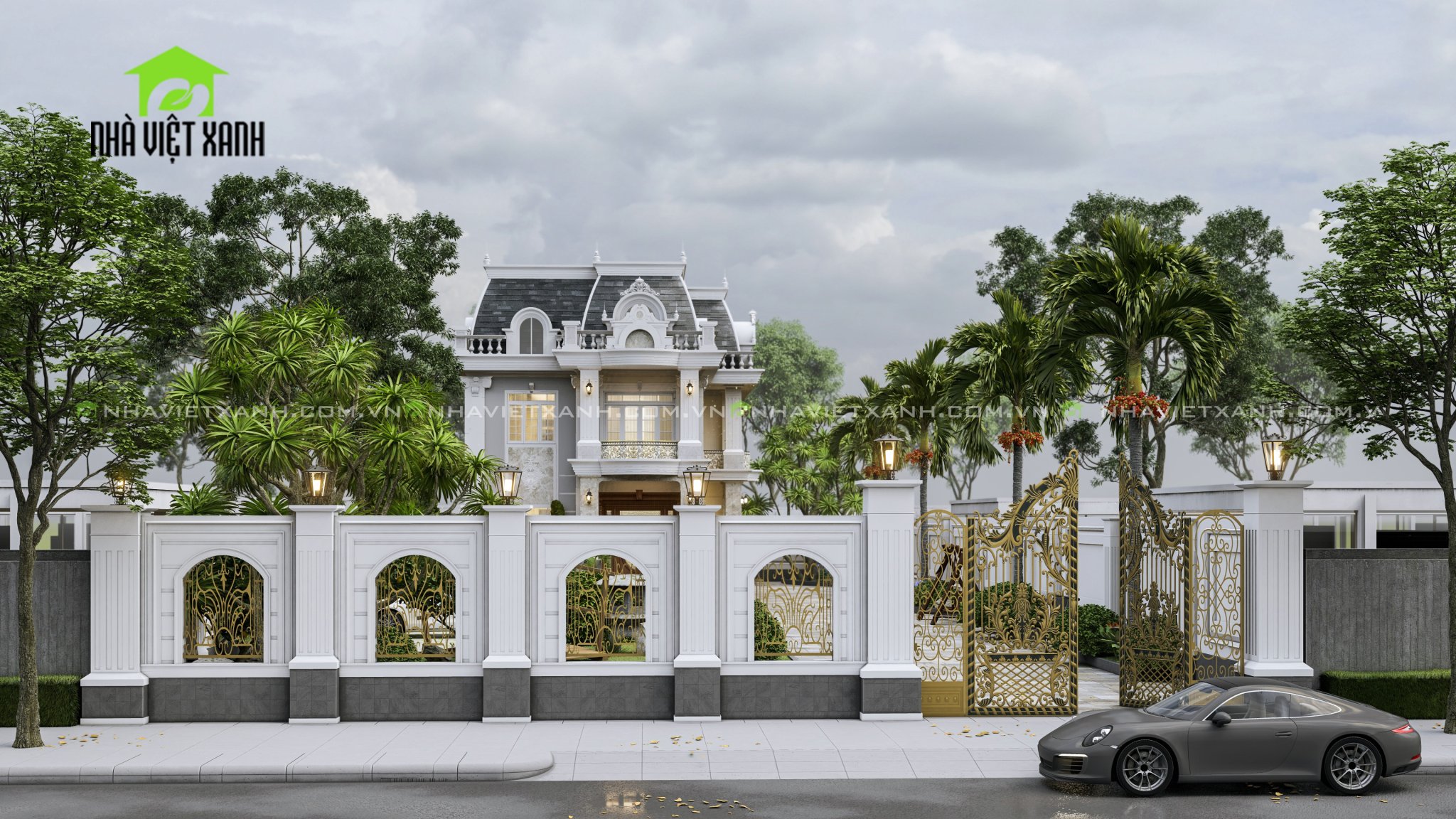 Thiết kế biệt thự tân cổ điển 9m
