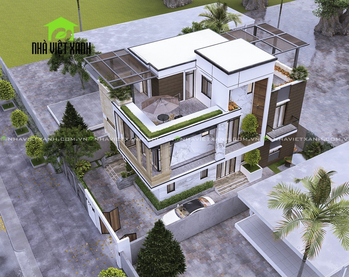Thiết kế biệt thự hiện đại 8m