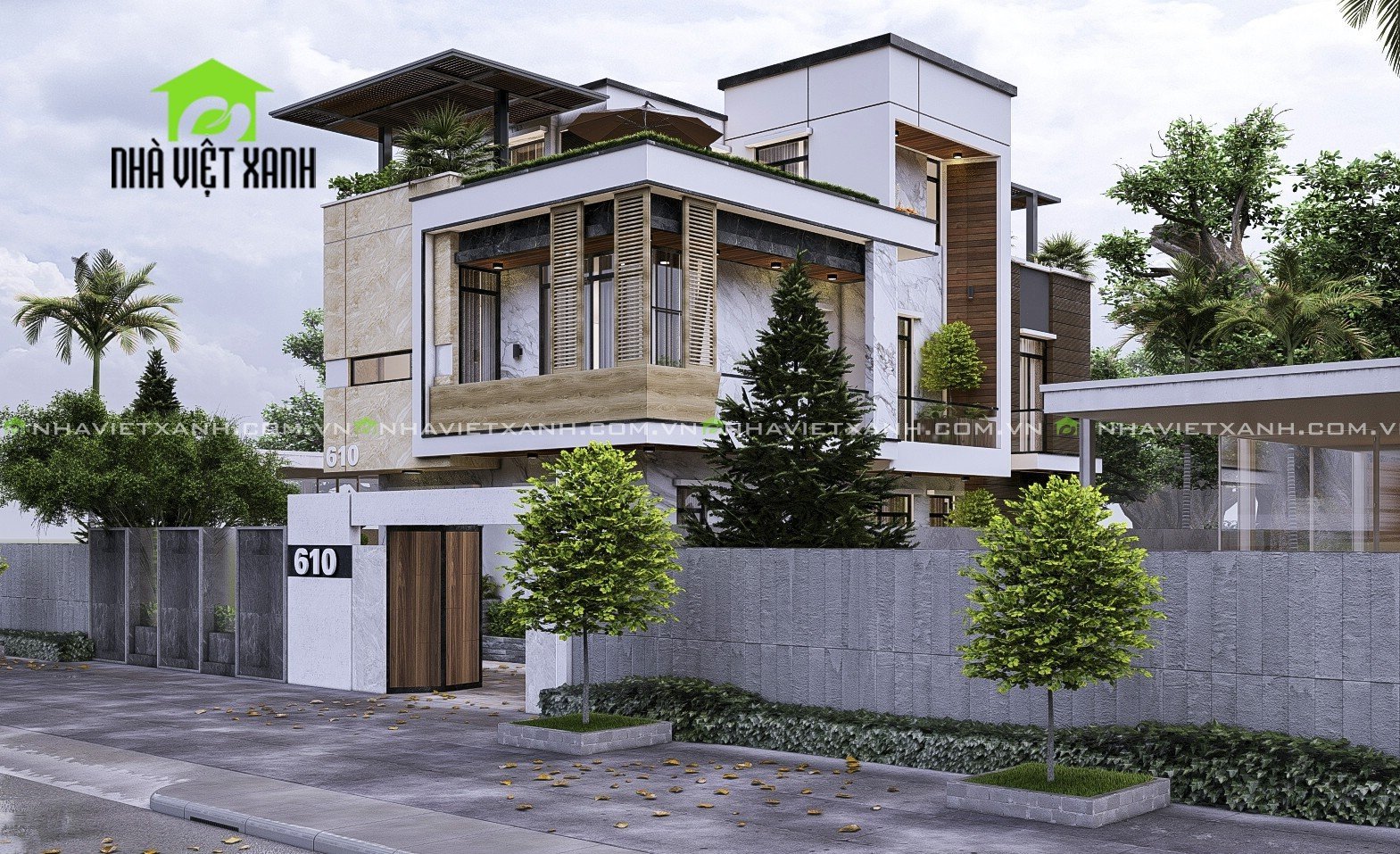 Thiết kế biệt thự hiện đại 8m