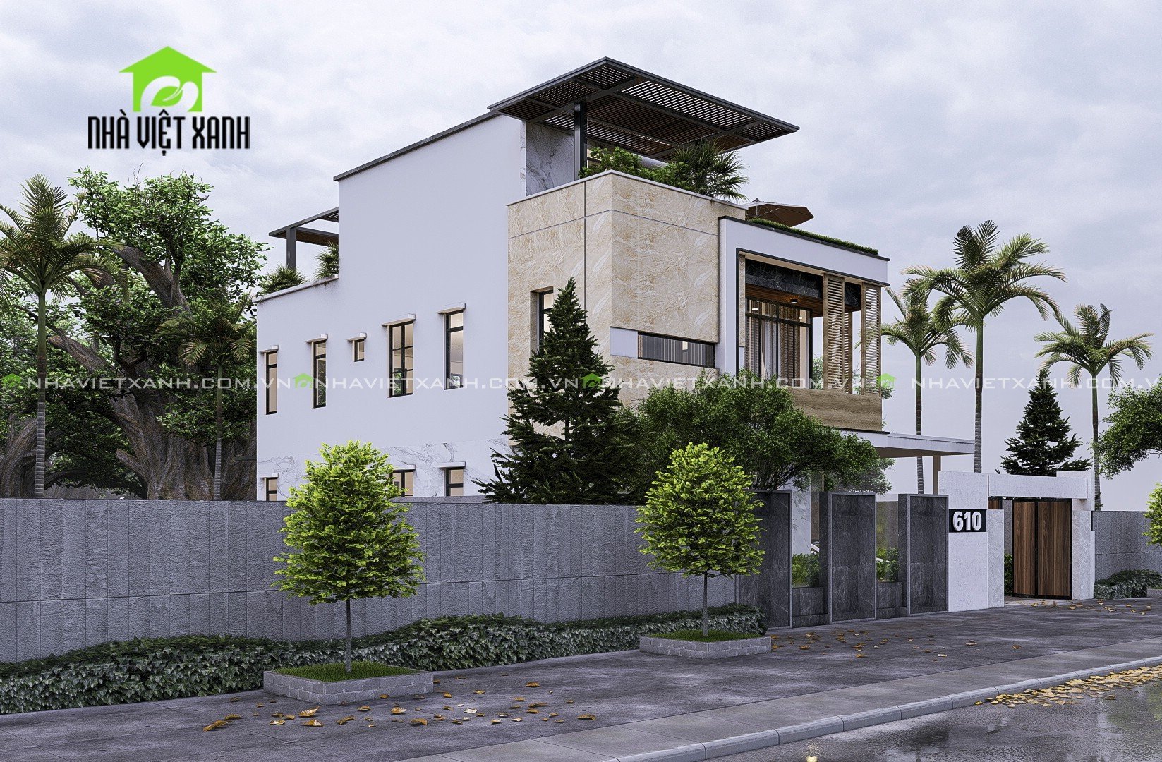 Thiết kế biệt thự hiện đại 8m